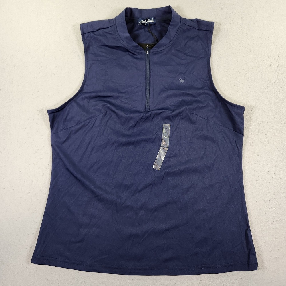 Bad Birdie Blade Polo Golf Shirt Womens XL Navy Blue Quarter Zip Sleeveless NWT